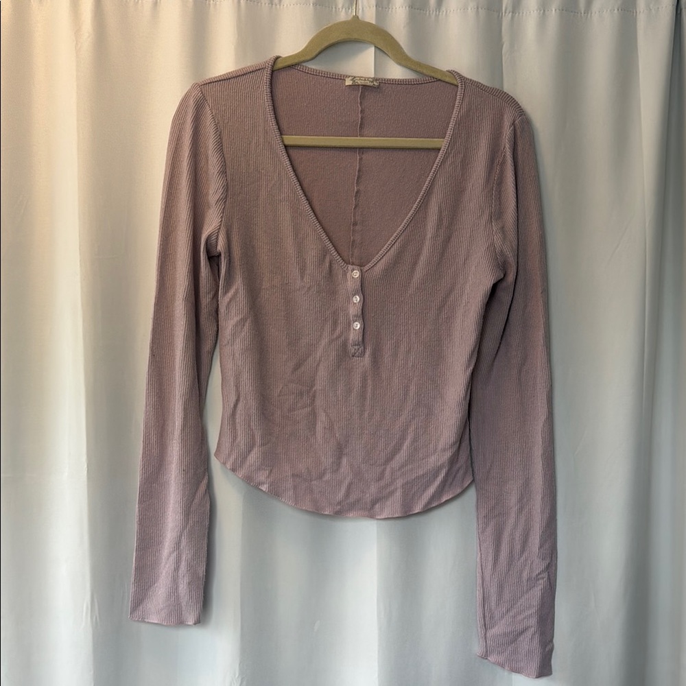 Free People Lavender V-Neck Blouse